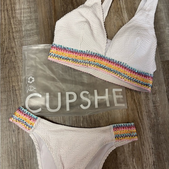 NWOT CUPSHE white sequin two piece swimsuit - Picture 9 of 9